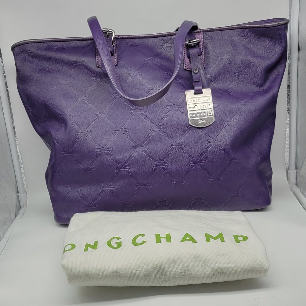 Longchamp LM Cuir Medium Tote Bag Dark Purple